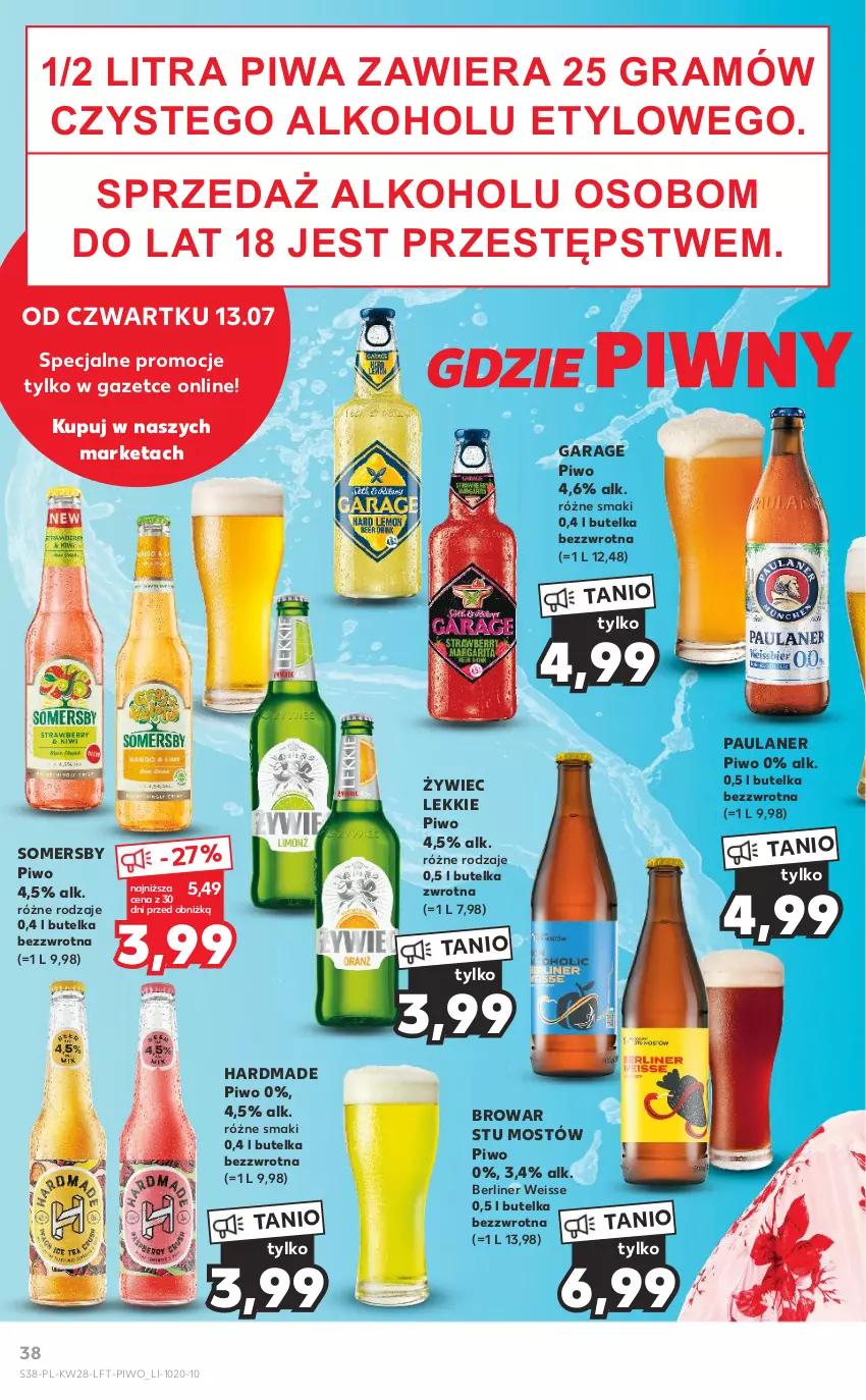 Gazetka promocyjna Kaufland - Gazetka tygodnia - ważna 13.07 do 19.07.2023 - strona 38 - produkty: Gra, Piwa, Piwo, Somersby