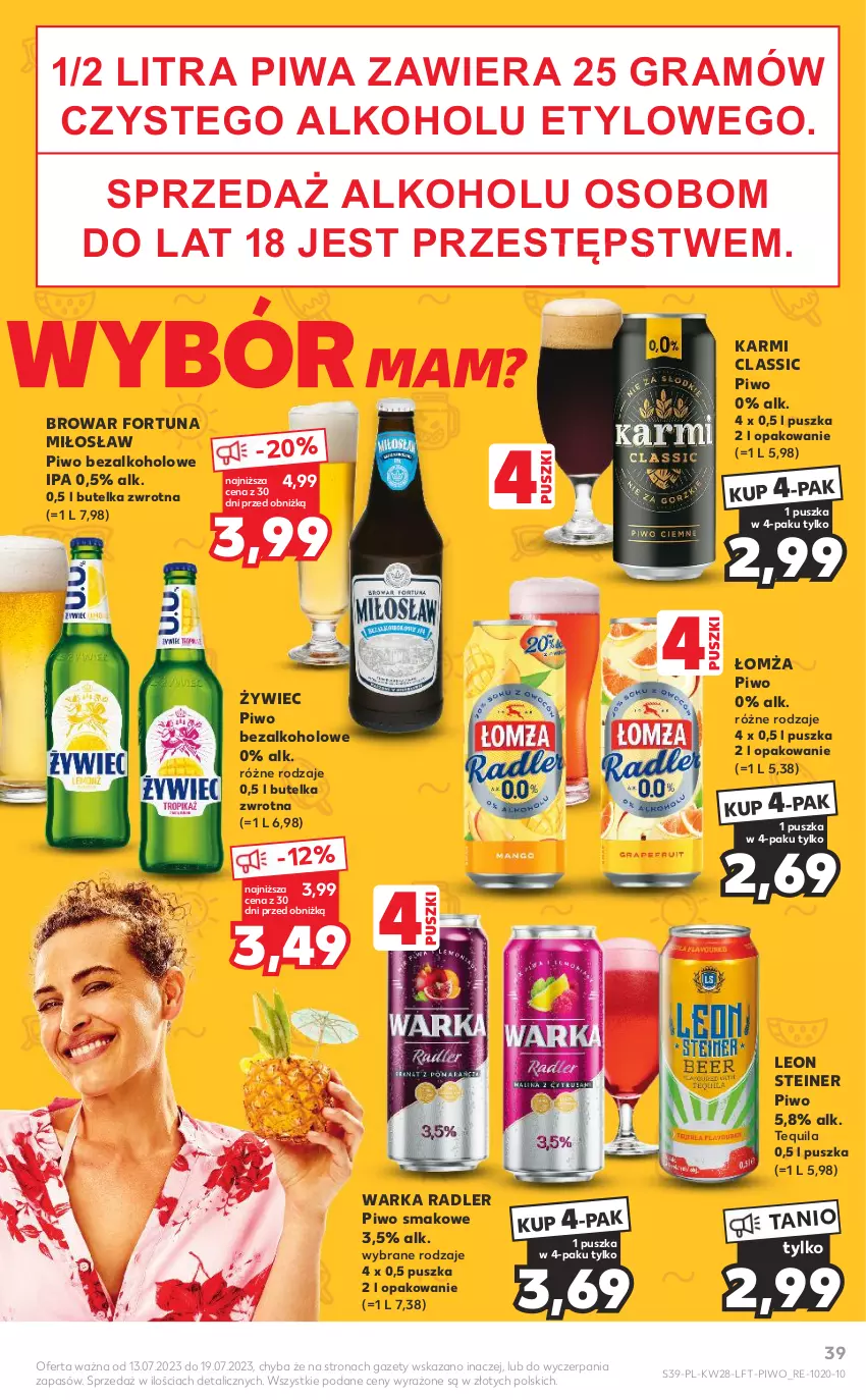 Gazetka promocyjna Kaufland - Gazetka tygodnia - ważna 13.07 do 19.07.2023 - strona 39 - produkty: Fortuna, Gra, Karmi, Leon, Piwa, Piwo, Radler, Tequila, Warka