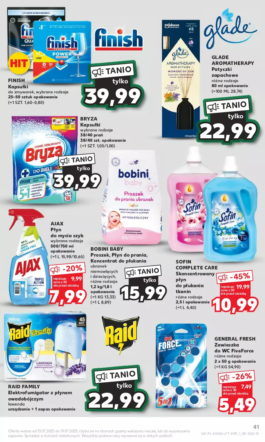 Gazetka promocyjna Kaufland - Gazetka tygodnia - ważna 13.07 do 19.07.2023 - strona 41 - produkty: Ajax, Bryza, Dzieci, Fa, Finish, Płyn do mycia, Płyn do płukania, Płyn do prania, Zawieszka do wc