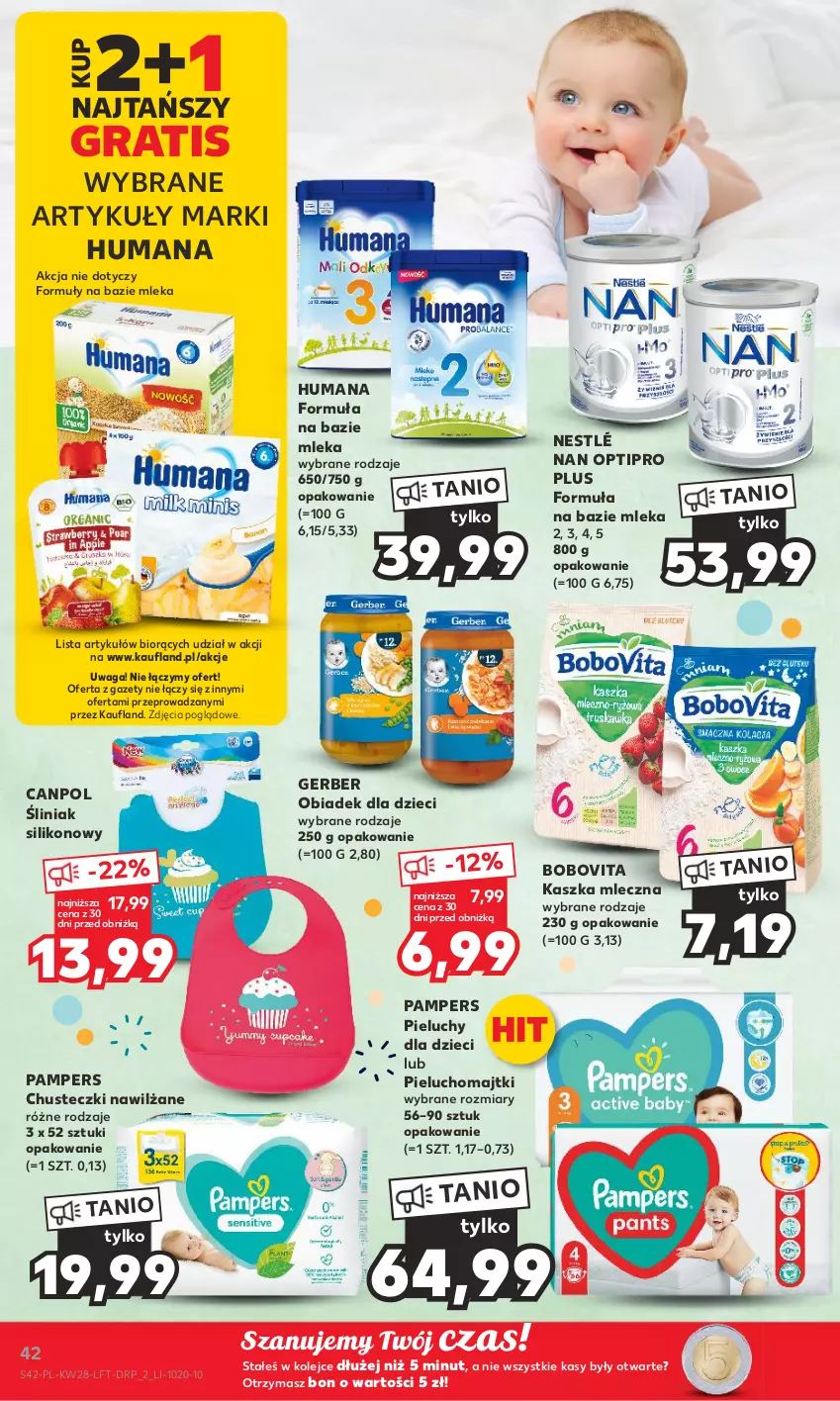 Gazetka promocyjna Kaufland - Gazetka tygodnia - ważna 13.07 do 19.07.2023 - strona 42 - produkty: BoboVita, Canpol, Chusteczki, Dzieci, Gerber, Gra, Humana, Majtki, NAN Optipro, Nestlé, Olej, Pampers, Pieluchomajtki, Pieluchy, Waga