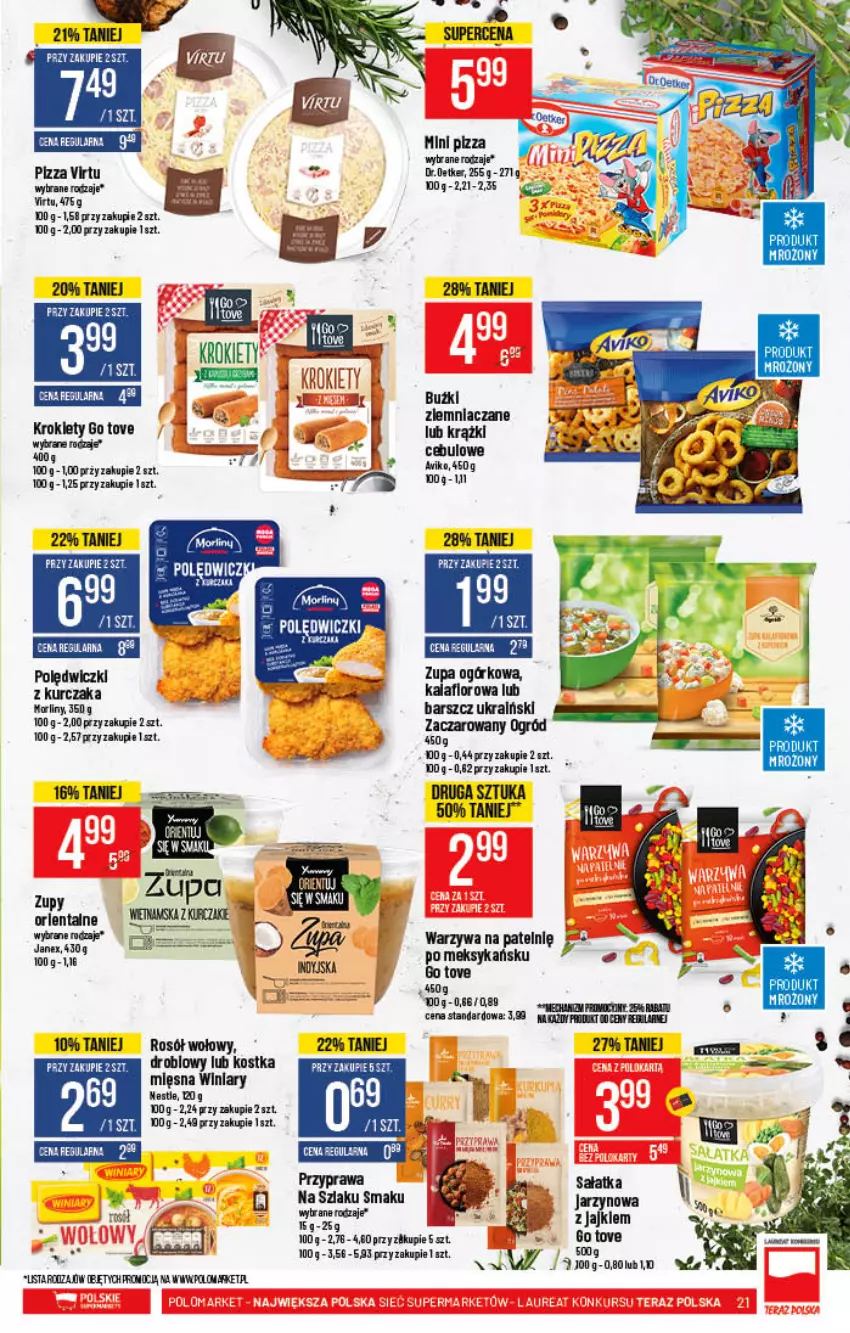 Gazetka promocyjna PoloMarket - Gazetka pomocyjna - ważna 28.07 do 03.08.2021 - strona 21 - produkty: Dr. Oetker, Kalafior, Kawa, Krążki cebulowe, Kurczak, Ogród, Pizza, Rosół, Rosół wołowy, Sałat, Sałatka, Virtu, Warzywa, Wiko, Winiary, Zupa, Zupa ogórkowa