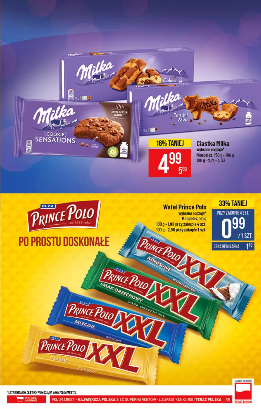 Gazetka promocyjna PoloMarket - Gazetka pomocyjna - ważna 28.07 do 03.08.2021 - strona 35 - produkty: Ciastka, Milka, Prince Polo