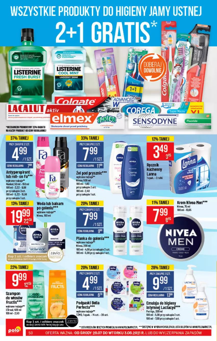 Gazetka promocyjna PoloMarket - Gazetka pomocyjna - ważna 28.07 do 03.08.2021 - strona 50 - produkty: Antyperspirant, Bell, Bella, Emulsja, Fa, Fructis, Lactacyd, Nivea, Nivea Men, Perfecta, Pianka do golenia, Podpaski, Woda