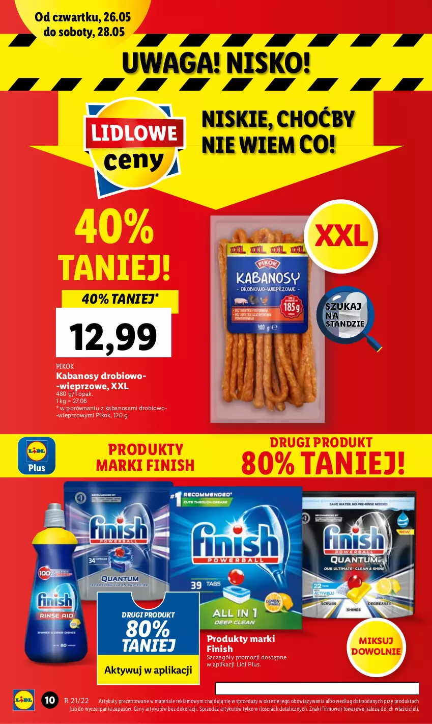 Gazetka promocyjna Lidl - GAZETKA - ważna 26.05 do 28.05.2022 - strona 10 - produkty: Finish, Kabanos, PIKOK, Por, Waga