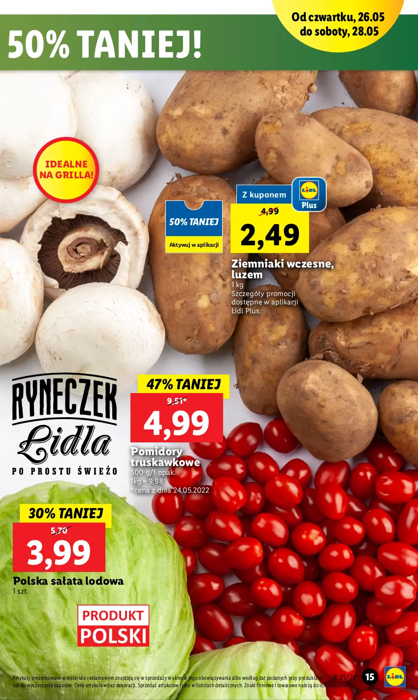 Gazetka promocyjna Lidl - GAZETKA - ważna 26.05 do 28.05.2022 - strona 15 - produkty: Grill, Pomidory, Sałat, Sałata lodowa, Ziemniaki