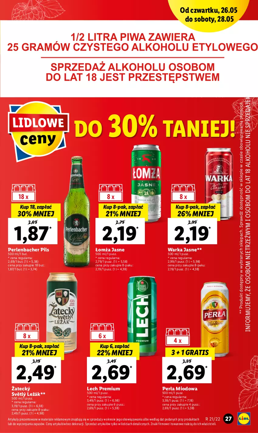 Gazetka promocyjna Lidl - GAZETKA - ważna 26.05 do 28.05.2022 - strona 27 - produkty: Carlsberg, Gra, Lech Premium, NBA, Perła, Piwa, Por, Tyskie, Warka