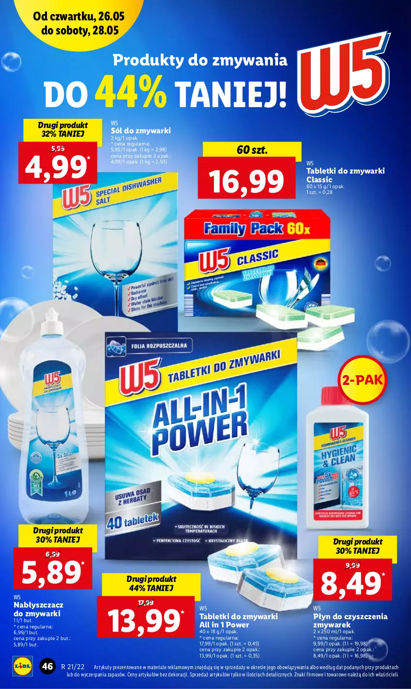 Gazetka promocyjna Lidl - GAZETKA - ważna 26.05 do 28.05.2022 - strona 46 - produkty: Sól, Tablet, Tabletki do zmywarki, Zmywarki