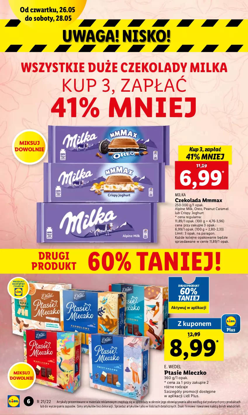 Gazetka promocyjna Lidl - GAZETKA - ważna 26.05 do 28.05.2022 - strona 6 - produkty: Czekolada, E. Wedel, Milka, Mleczko, Olej, Oreo, Ptasie mleczko, Waga