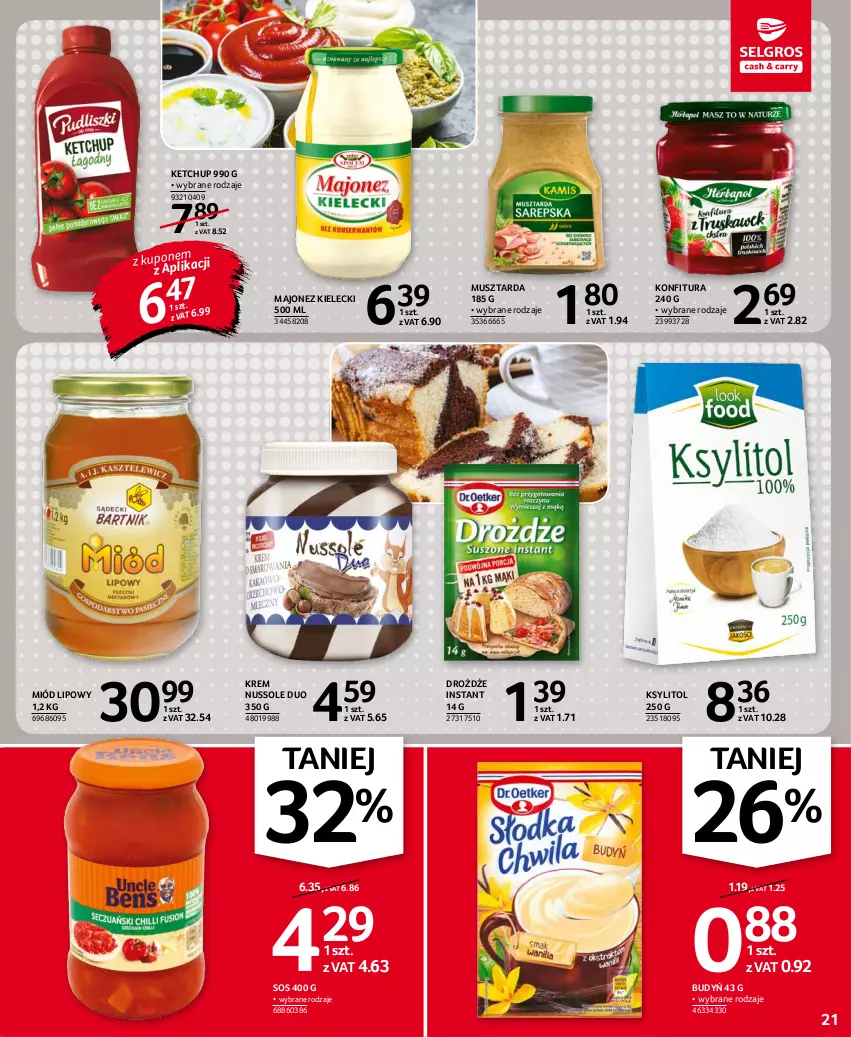 Gazetka promocyjna Selgros - Oferta spożywcza - ważna 14.10 do 27.10.2021 - strona 21 - produkty: Budyń, Drożdże, Ketchup, Konfitura, Ksylitol, Majonez, Miód, Mus, Musztarda, Sos