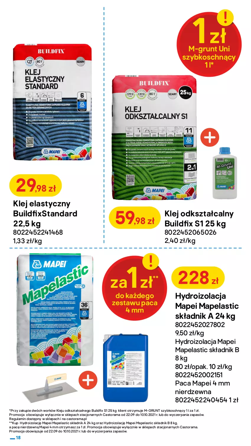 Gazetka promocyjna Castorama - Gazetka Castorama - ważna 22.09 do 10.10.2021 - strona 18 - produkty: Astor, Cement, Ceresit, Grunt, Hydroizolacja, Klej, Klej elastyczny, Rama, Silikon sanitarny