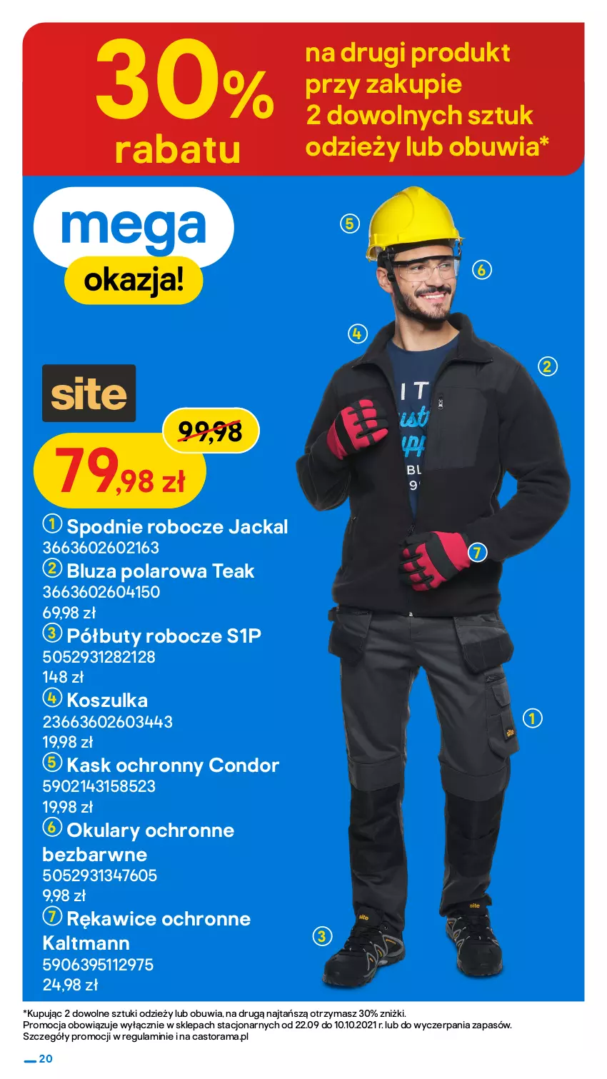 Gazetka promocyjna Castorama - Gazetka Castorama - ważna 22.09 do 10.10.2021 - strona 20 - produkty: Astor, Bluza, Bluza polarowa, Buty, Buty robocze, Kask, Kosz, Koszulka, Młot, Młotowiertarka, Okulary ochronne, Półbuty, Przecinarka, Rama, Rękawice, Rękawice ochronne, Spodnie, Stół, Szlifierka, Szlifierka kątowa, Tarcza diamentowa, Tarka, Wiertarka, Wiertarkowkrętarka, Wkręt, Wkrętarka