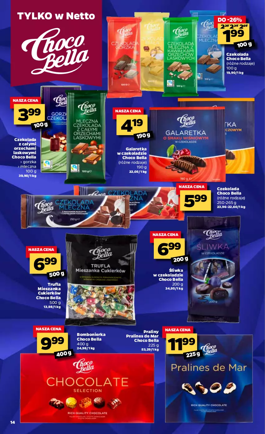 Gazetka promocyjna Netto - Oferta Tygodnia - ważna 18.01 do 23.01.2021 - strona 14 - produkty: Bell, Bella, Cukier, Czekolada, Gala, Galaretka, Praliny