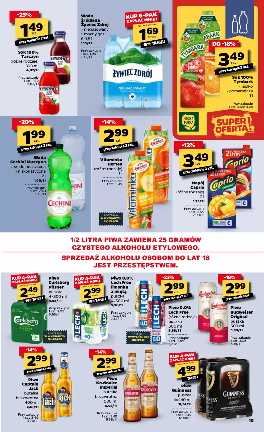 Gazetka promocyjna Netto - Oferta Tygodnia - ważna 18.01 do 23.01.2021 - strona 15 - produkty: Captain Jack, Carlsberg, Gin, Gra, Hortex, Inka, LANA, Limonka, Mus, Napój, Piwa, Piwo, Ser, Sok, Szyna, Tymbark, Woda