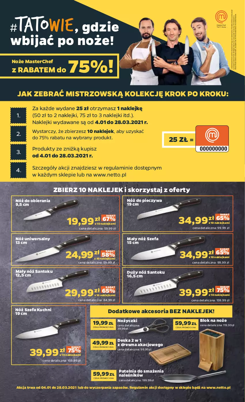 Gazetka promocyjna Netto - Oferta Tygodnia - ważna 18.01 do 23.01.2021 - strona 18 - produkty: Blok na noże, Fa, Klej, Noż, Nóż szefa kuchni, Nóż uniwersalny, Nożyczki, Patelnia, Piec, Ser