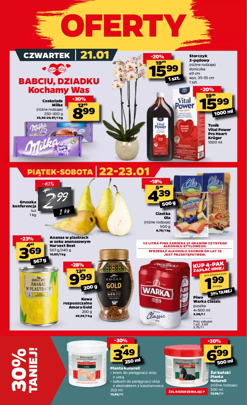 Gazetka promocyjna Netto - Oferta Tygodnia - ważna 18.01 do 23.01.2021 - strona 3 - produkty: Ananas, Ananas w plastrach, Ciastka, Czekolada, Gra, Kawa, Kawa rozpuszczalna, Koc, Milka, Naturell, Piwa, Piwo, Sok, Storczyk, Tonik, Warka