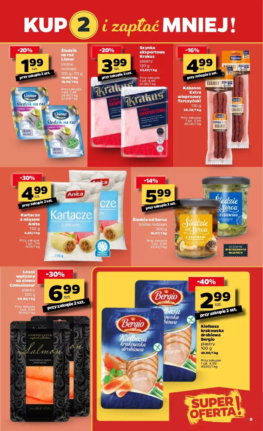 Gazetka promocyjna Netto - Oferta Tygodnia - ważna 18.01 do 23.01.2021 - strona 9 - produkty: Kabanos, Kiełbasa, Kiełbasa krakowska, Krakus, Lisner, Por, Ser, Sport, Szynka, Tarczyński