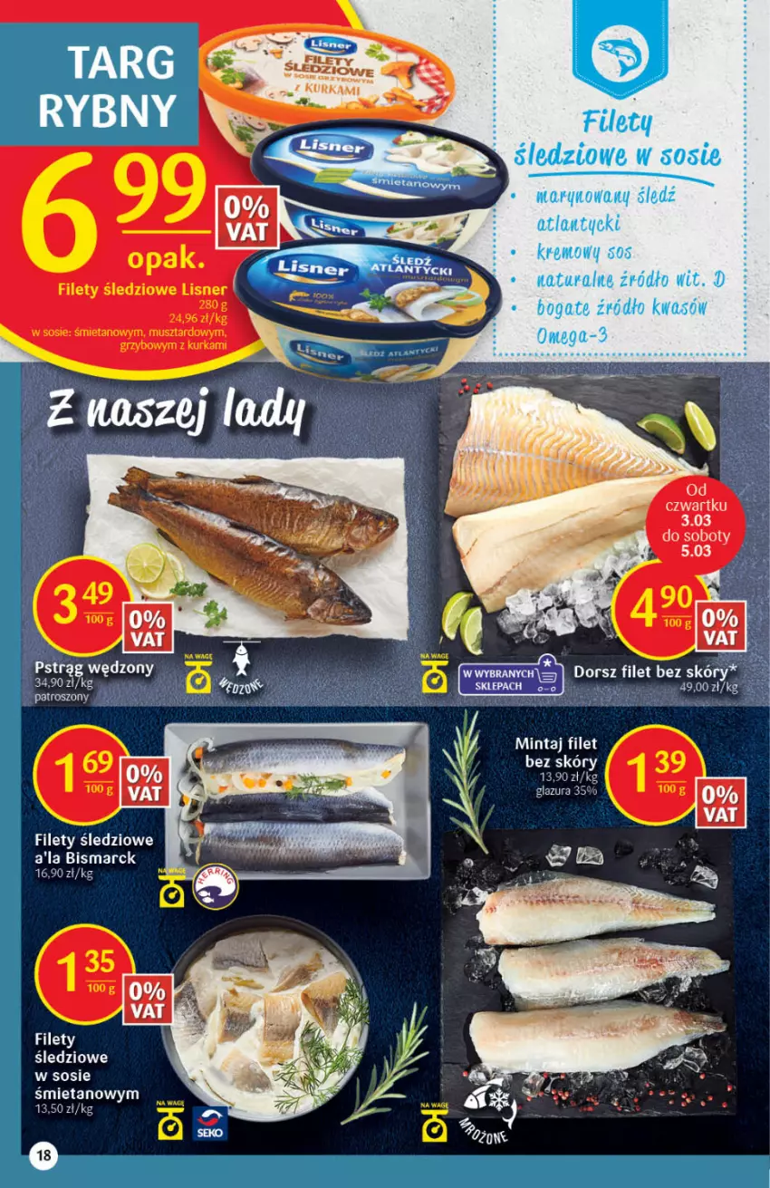 Gazetka promocyjna Delikatesy Centrum - Gazetka DC09 - ważna 03.03 do 09.03.2022 - strona 18 - produkty: Dorsz, Fa, Glazura, Lazur, Mintaj, Sos