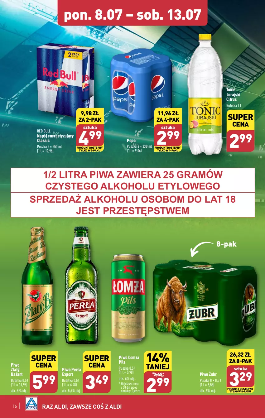 Gazetka promocyjna Aldi - Pełna oferta - ważna 08.07 do 13.07.2024 - strona 16 - produkty: Gra, Napój, Pepsi, Perła, Piwa, Piwo, Por, Red Bull