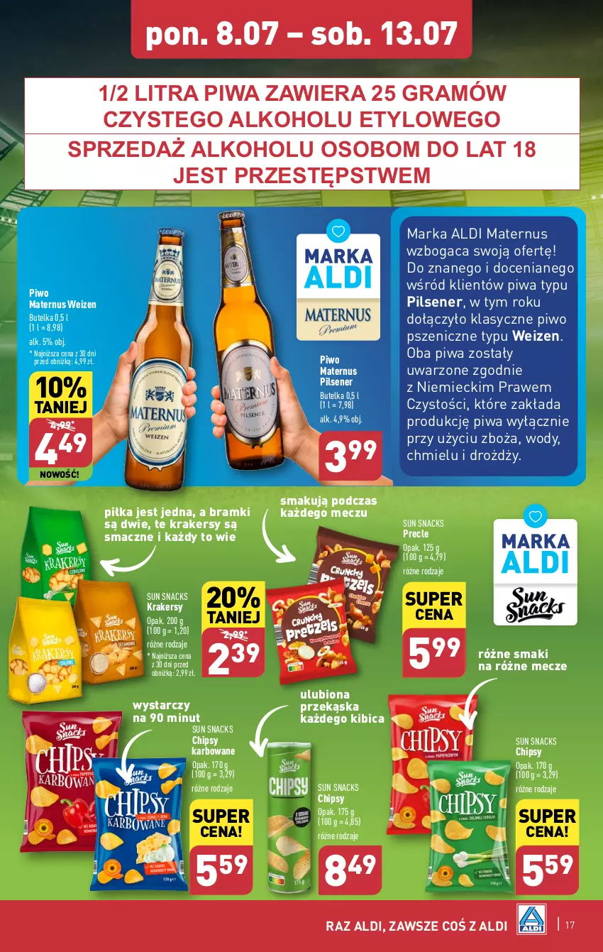 Gazetka promocyjna Aldi - Pełna oferta - ważna 08.07 do 13.07.2024 - strona 17 - produkty: BIC, Chipsy, Gra, Krakersy, Mecze, Piwa, Piwo, Precle