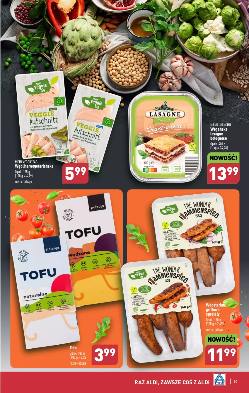 Gazetka promocyjna Aldi - Pełna oferta - ważna 08.07 do 13.07.2024 - strona 19 - produkty: Grill, Lasagne, Lasagne bolognese, Tofu, Wędlina