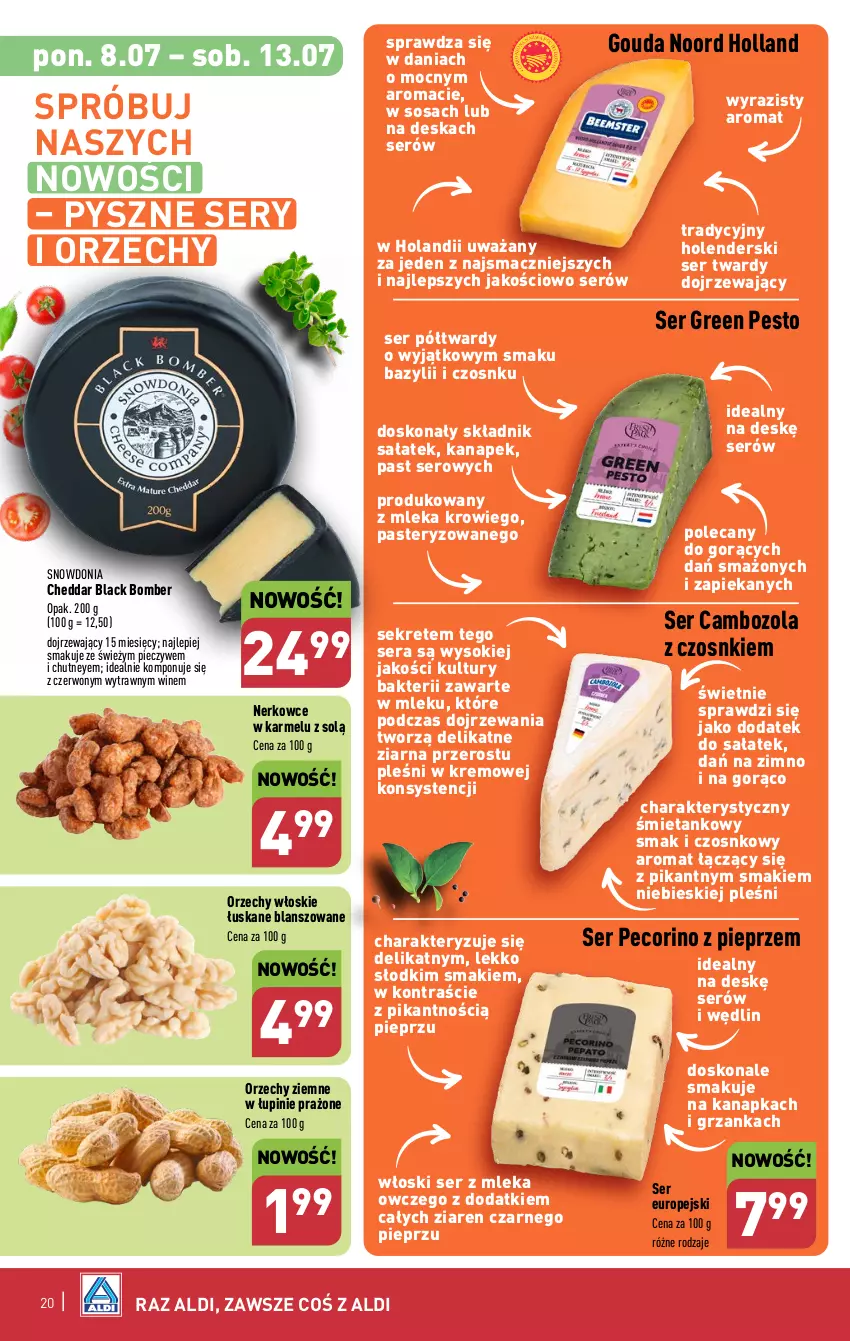 Gazetka promocyjna Aldi - Pełna oferta - ważna 08.07 do 13.07.2024 - strona 20 - produkty: Bazyl, Cheddar, Gouda, Kret, Lack, Orzechy włoskie, Pecorino, Pesto, Piec, Pieprz, Sałat, Ser, Sok, Sos