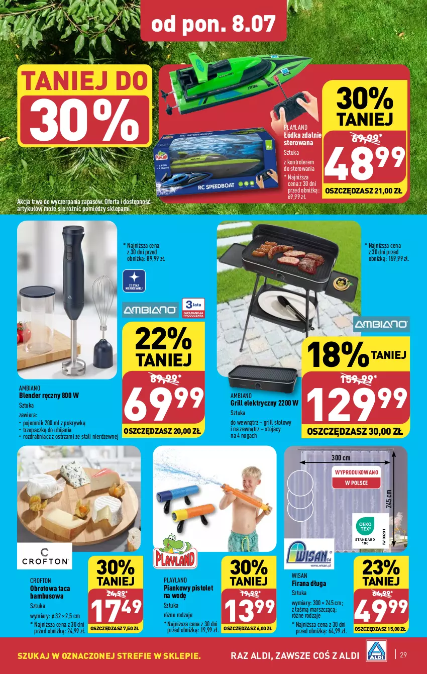 Gazetka promocyjna Aldi - Pełna oferta - ważna 08.07 do 13.07.2024 - strona 29 - produkty: Blender, Blender ręczny, Firana, Grill, Kontroler, Mars, Pistolet, Pojemnik, Rozdrabniacz, Taca