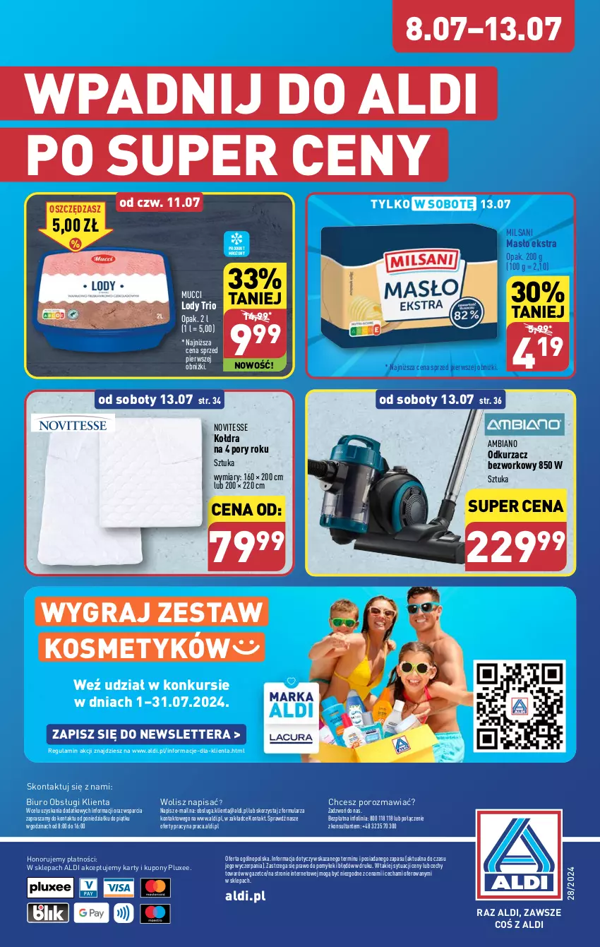 Gazetka promocyjna Aldi - Pełna oferta - ważna 08.07 do 13.07.2024 - strona 38 - produkty: Biuro, Gra, Kołdra, Lody, Masło, O nas, Odkurzacz, Por, Tera