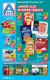 Gazetka promocyjna Aldi - Pełna oferta - Gazetka - ważna od 13.07 do 13.07.2024 - strona 1 - produkty: Piwa, Piwo, Pistacje, Mięso mielone, Mięso mielone z łopatki wieprzowej, Ser, Gra, Papier, Królewski, Tenisówki, Parówki, Mięsne specjały, Kawa, Coca-Cola, Ręcznik, Morliny, Lavazza, Harnaś, Berlinki, Pomidory, Mięso, Mleko, Fa