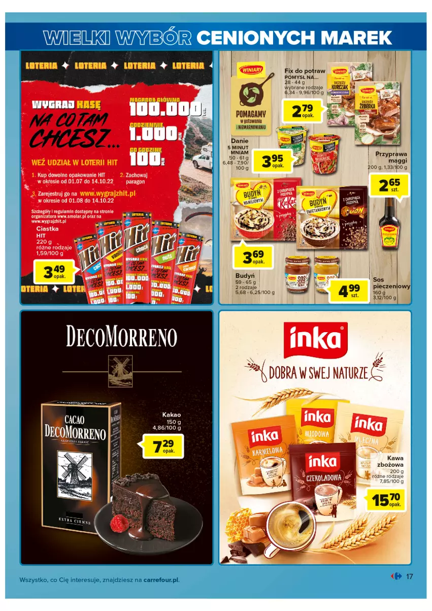 Gazetka promocyjna Carrefour - Gazetka Wielki wybór cenionych marek - ważna 02.08 do 13.08.2022 - strona 17 - produkty: Budyń, Ciastka, Gra, Kakao, Kawa, Kawa zbożowa, Mola, Piec