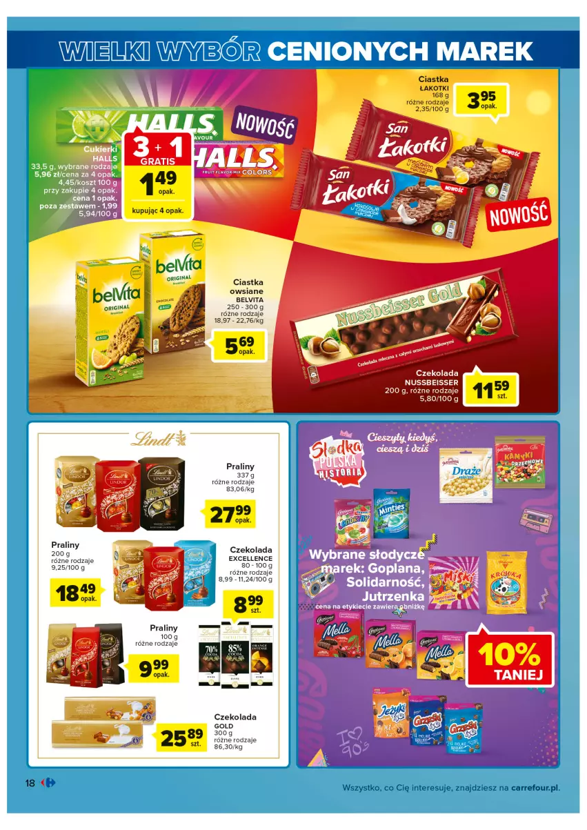 Gazetka promocyjna Carrefour - Gazetka Wielki wybór cenionych marek - ważna 02.08 do 13.08.2022 - strona 18 - produkty: BelVita, Ciastka, Ciastka owsiane, Czekolada, Praliny, Ser