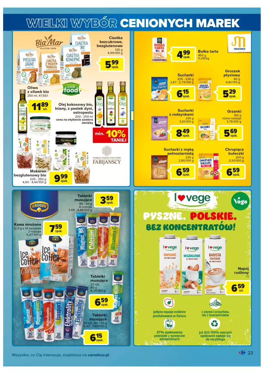 Gazetka promocyjna Carrefour - Gazetka Wielki wybór cenionych marek - ważna 02.08 do 13.08.2022 - strona 23 - produkty: Bułeczki, Bułka, Bułka tarta, Ciastka, Fa, Groszek, Groszek ptysiowy, Kokos, Napoje, O nas, Olej, Olej kokosowy, Ostropes, Stek, Tarta