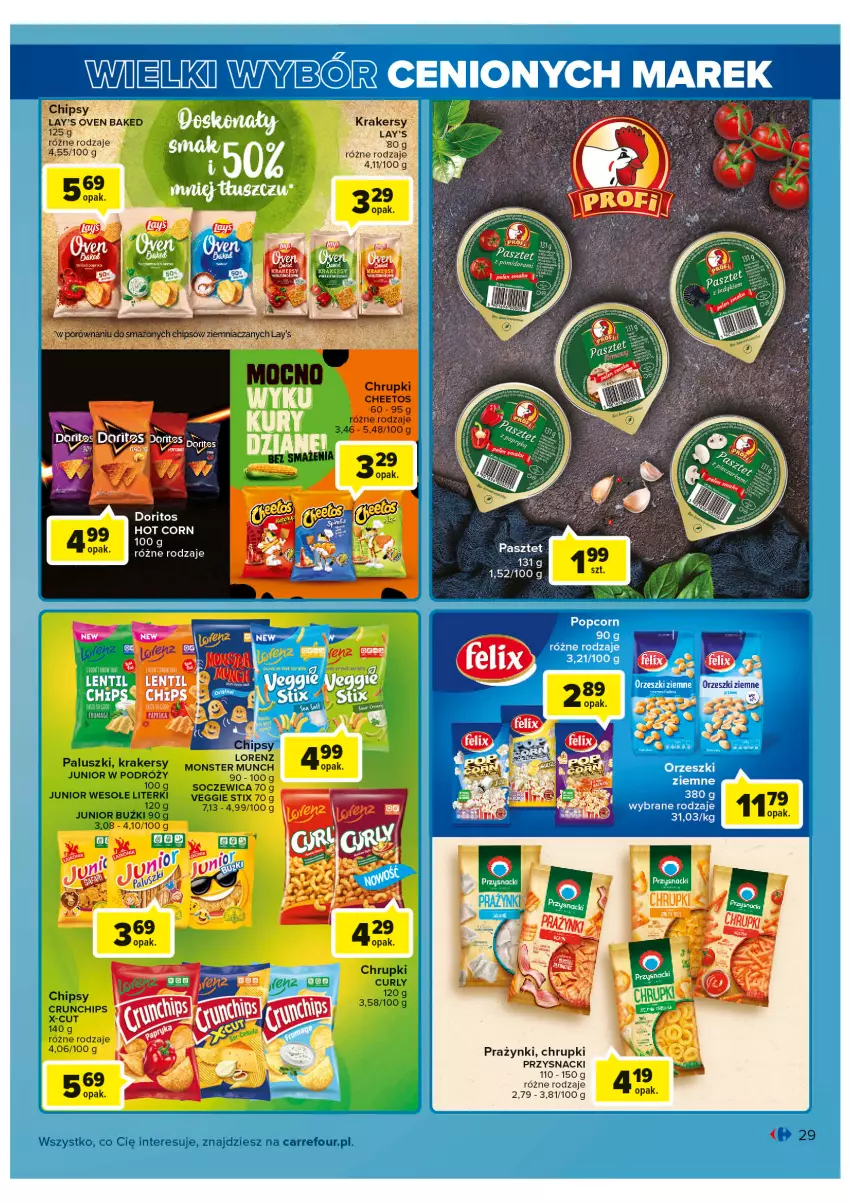 Gazetka promocyjna Carrefour - Gazetka Wielki wybór cenionych marek - ważna 02.08 do 13.08.2022 - strona 29 - produkty: Chipsy, Chrupki, Crunchips, Koc, Krakersy, Monster Munch, Pasztet, Przysnacki