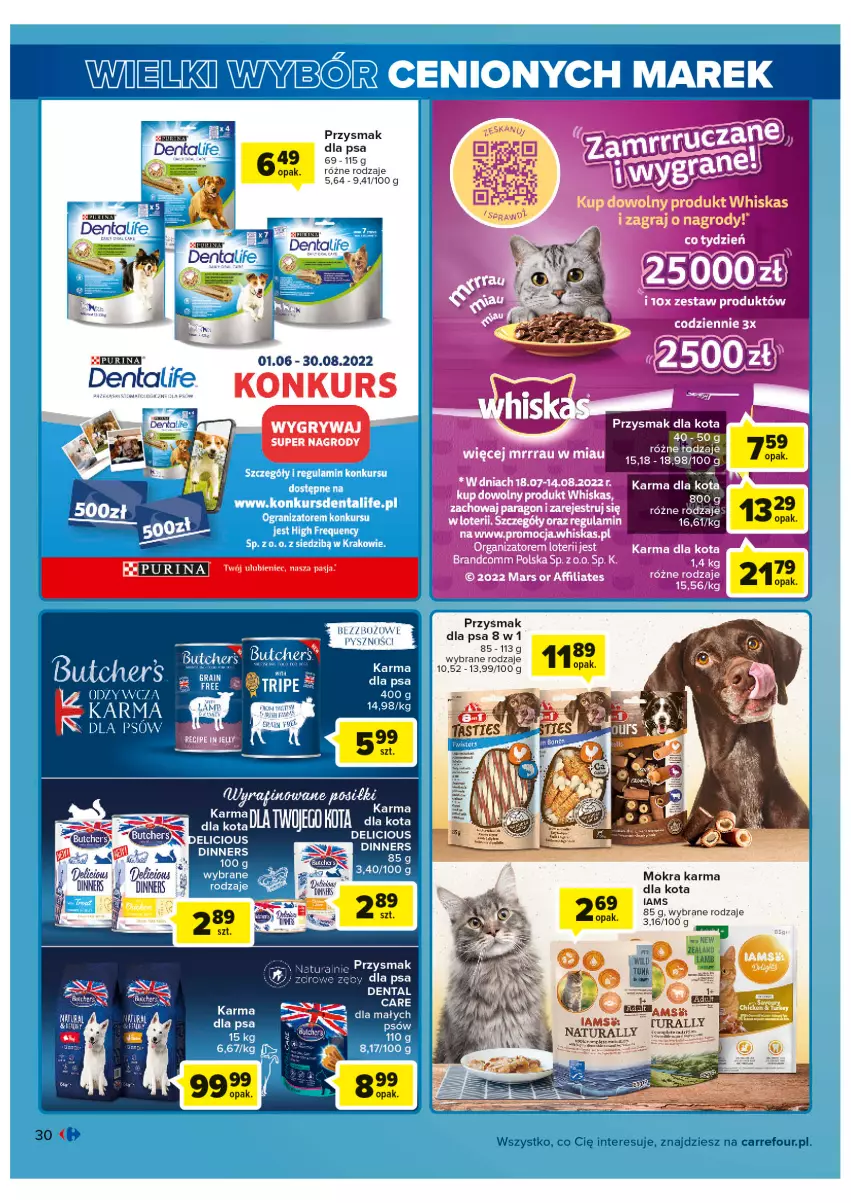 Gazetka promocyjna Carrefour - Gazetka Wielki wybór cenionych marek - ważna 02.08 do 13.08.2022 - strona 30 - produkty: Gra, Gry, Iams, Mars, Mokra karma, Przysmak dla kota, Przysmak dla psa, Whiskas