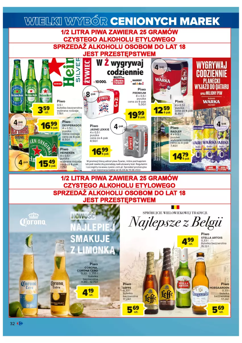 Gazetka promocyjna Carrefour - Gazetka Wielki wybór cenionych marek - ważna 02.08 do 13.08.2022 - strona 32 - produkty: Desperados, Gra, Gry, Heineken, LG, Piwa, Piwo, Radler, Warka