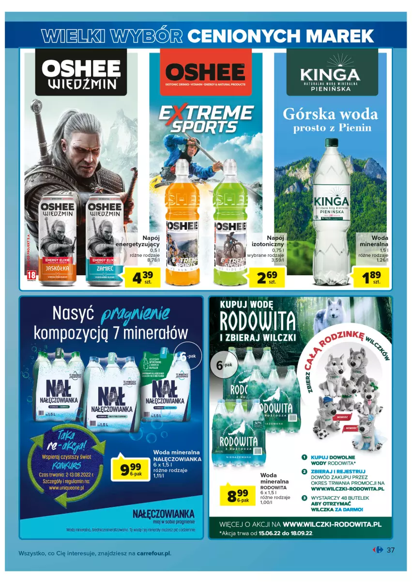 Gazetka promocyjna Carrefour - Gazetka Wielki wybór cenionych marek - ważna 02.08 do 13.08.2022 - strona 37 - produkty: Nałęczowianka, Napój, Woda, Woda mineralna