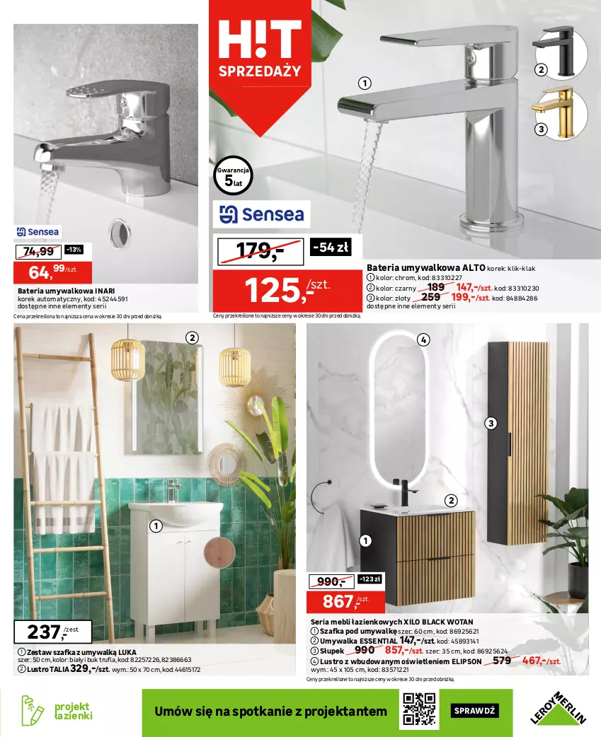 Gazetka promocyjna Leroy Merlin - Gazetka Leroy Merlin - ważna 13.09 do 03.10.2023 - strona 9 - produkty: Bateria, Bateria umywalkowa, Brodzik, Deska wolnoopadająca, Kompakt WC, Lack, LG, Lustro, Ser, Słupek, Szafka, Szafka pod umywalkę, Termos, Umywalka