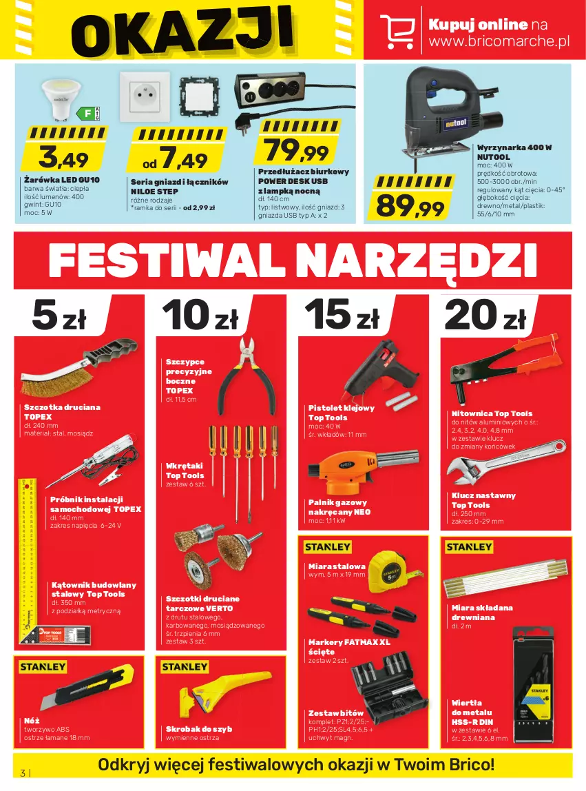 Gazetka promocyjna Bricomarche - Gazetka - ważna 18.01 do 29.01.2023 - strona 3 - produkty: Biurko, Fa, Klej, Marker, Nitownica, Pistolet, Pistolet klejowy, Ramka, Ser, Seria gniazd i łączników, Skrobak do szyb, Szczotka, Szczotka druciana, Szczypce, Top, Wkręt, Wyrzynarka