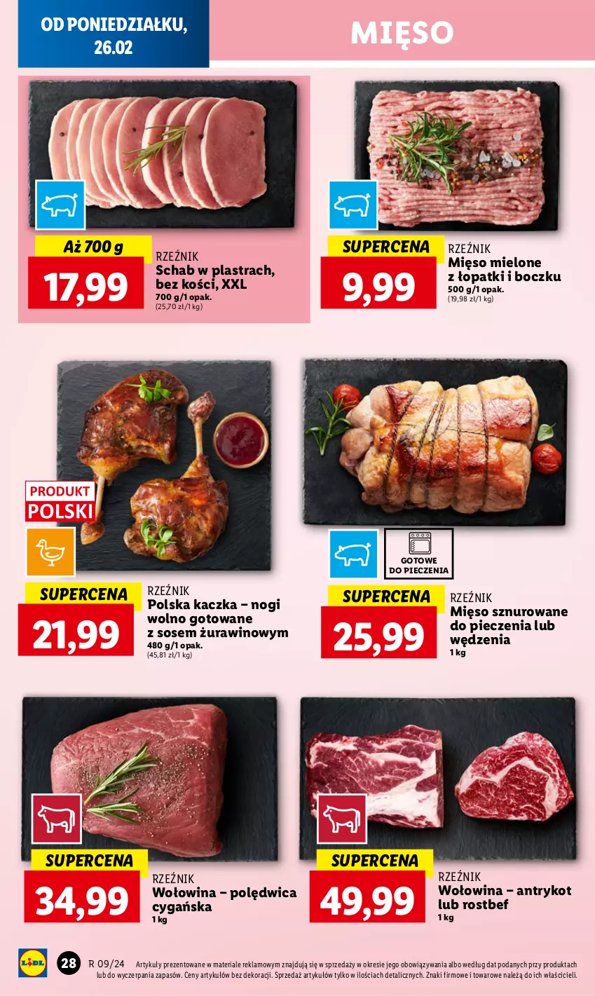 Gazetka promocyjna Lidl - GAZETKA - ważna 26.02 do 28.02.2024 - strona 30 - produkty: Kaczka, Mięso, Mięso mielone, Piec, Polędwica, Rostbef, Sos, Wino, Wołowina