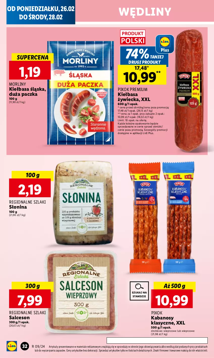 Gazetka promocyjna Lidl - GAZETKA - ważna 26.02 do 28.02.2024 - strona 34 - produkty: Kabanos, Kiełbasa, Kiełbasa śląska, Morliny, Olej, PIKOK, Salceson