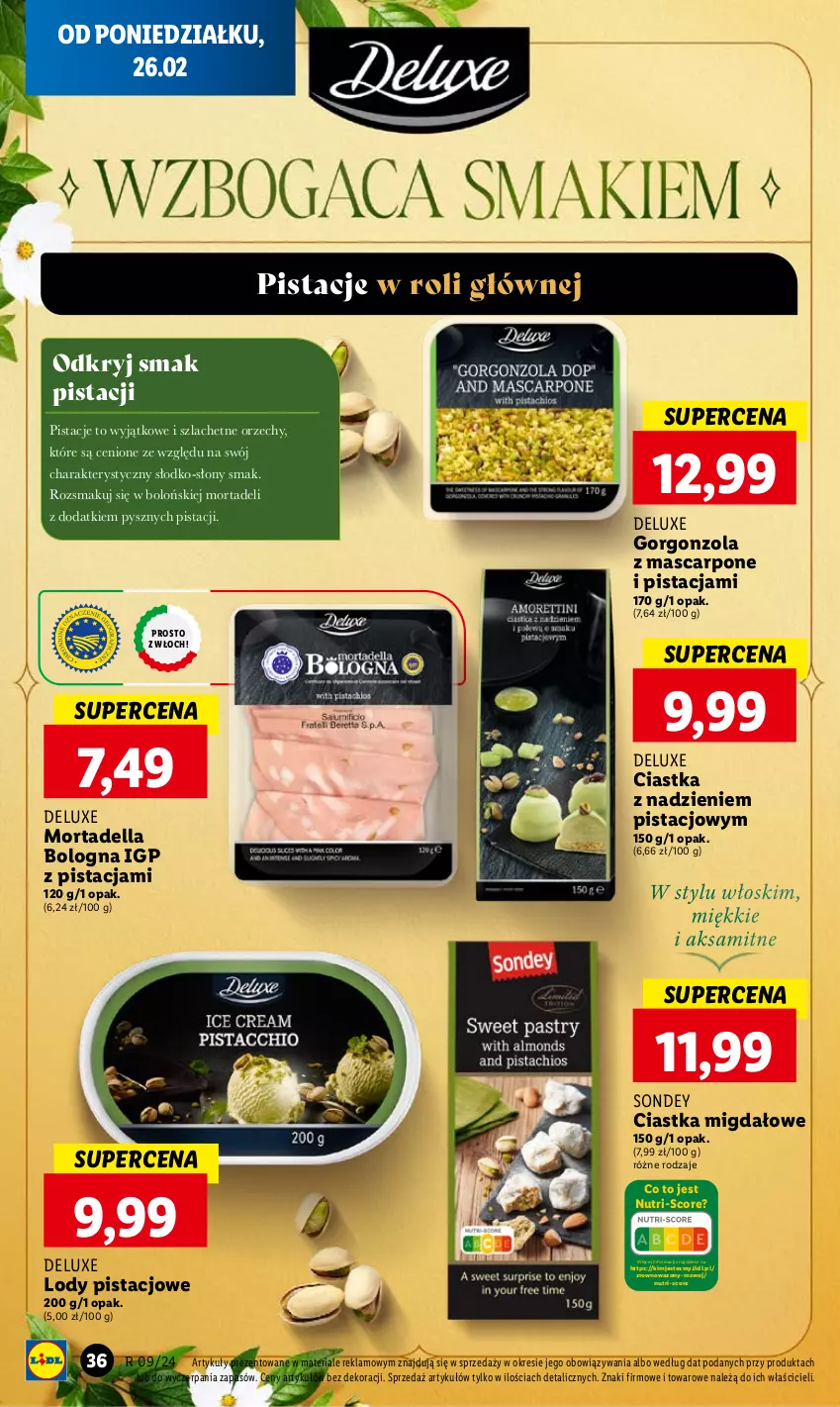 Gazetka promocyjna Lidl - GAZETKA - ważna 26.02 do 28.02.2024 - strona 38 - produkty: Aksam, Ciastka, Dell, Gorgonzola, Lody, Mascarpone, Mortadella, Pistacje, Wazon