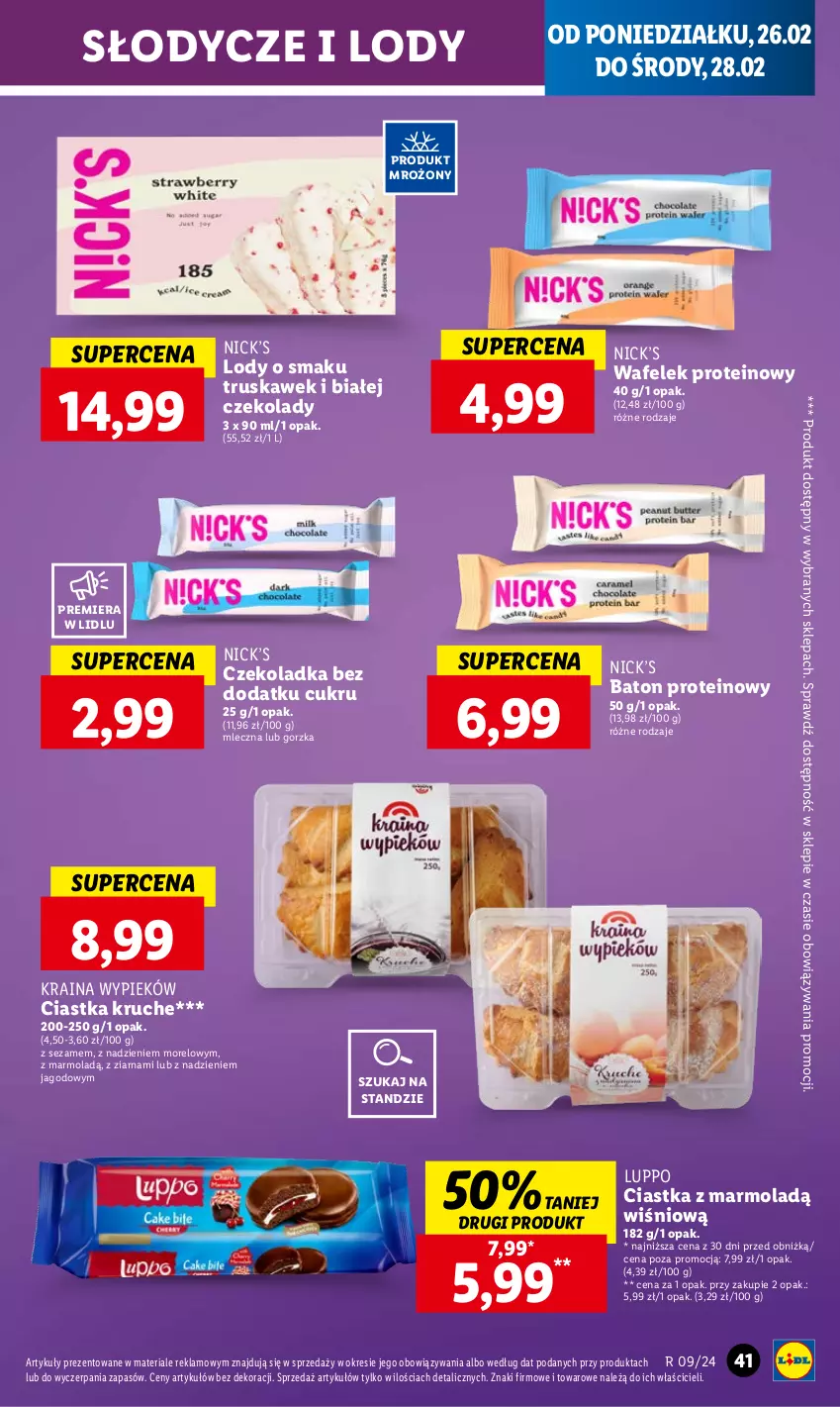 Gazetka promocyjna Lidl - GAZETKA - ważna 26.02 do 28.02.2024 - strona 43 - produkty: Baton, Ciastka, Lody, Mola, Sezam, Wafelek