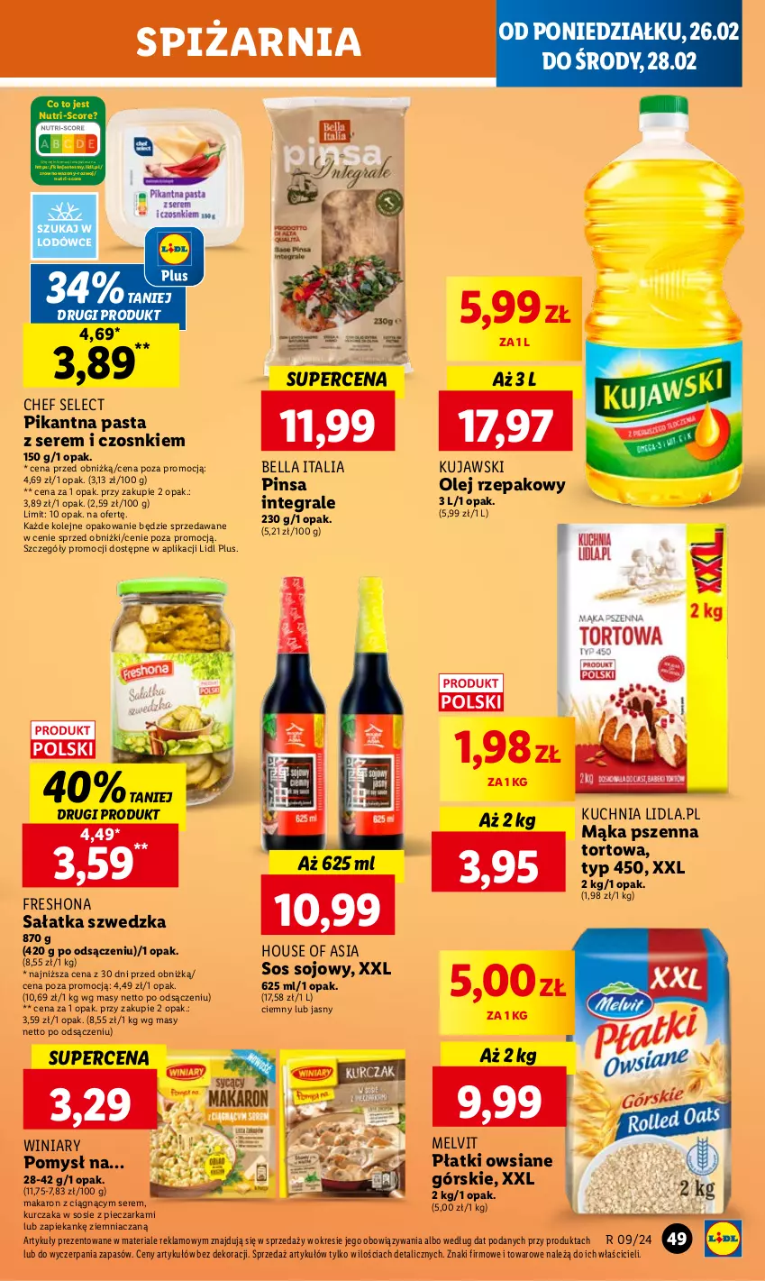 Gazetka promocyjna Lidl - GAZETKA - ważna 26.02 do 28.02.2024 - strona 53 - produkty: Bell, Bella, Gra, House of Asia, Kuchnia, Kujawski, Kurczak, Mąka, Mąka pszenna, Makaron, Melvit, Olej, Olej rzepakowy, Piec, Pieczarka, Płatki owsiane, Sałat, Sałatka, Ser, Sos, Sos sojowy, Wazon, Winiary