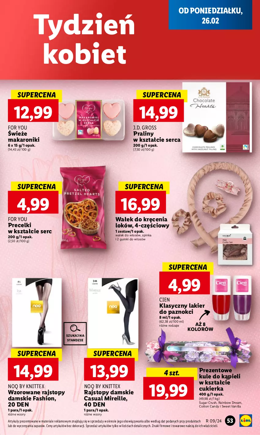 Gazetka promocyjna Lidl - GAZETKA - ważna 26.02 do 28.02.2024 - strona 59 - produkty: Candy, Cukier, Fa, Inka, Lakier, Lakier do paznokci, Makaron, Praliny, Precelki, Rajstopy, Ser, Top, Wałek