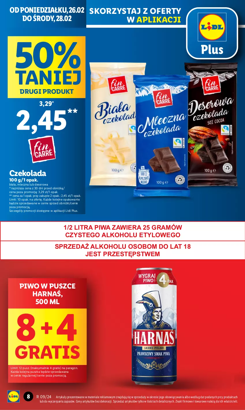 Gazetka promocyjna Lidl - GAZETKA - ważna 26.02 do 28.02.2024 - strona 8 - produkty: Czekolada, Deser, Gra, Harnaś, Olej, Piwa, Piwo, Ser