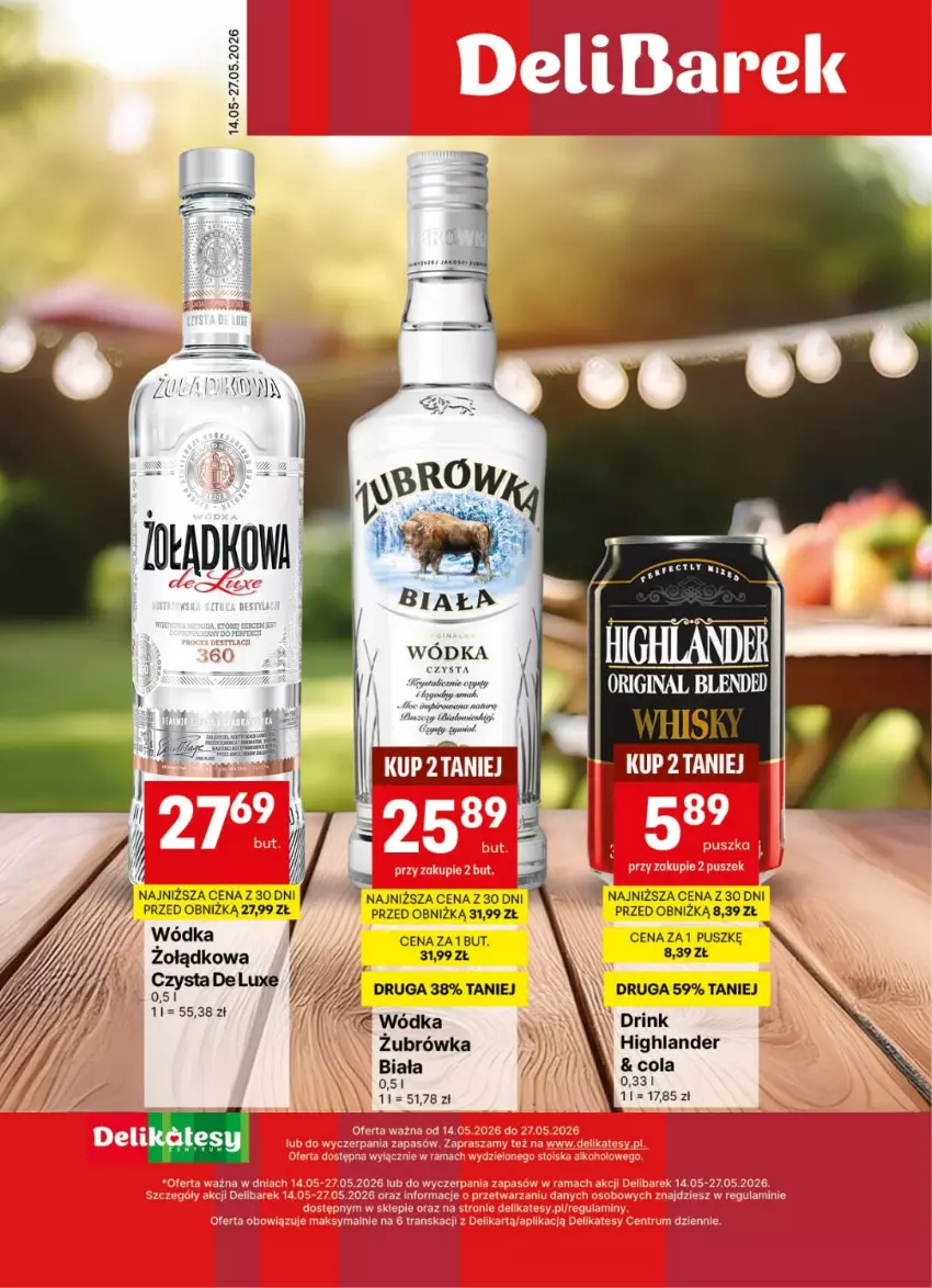Gazetka promocyjna Delikatesy Centrum - Delibarek DC20-DC21 - ważna 14.05 do 27.05.2026 - strona 1 - produkty: Mus, Wódka