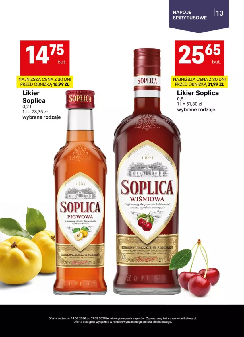 Gazetka promocyjna Delikatesy Centrum - Delibarek DC20-DC21 - ważna 14.05 do 27.05.2026 - strona 13 - produkty: Fa, Likier, Mola, Napoje, Rama, Soplica, Sos
