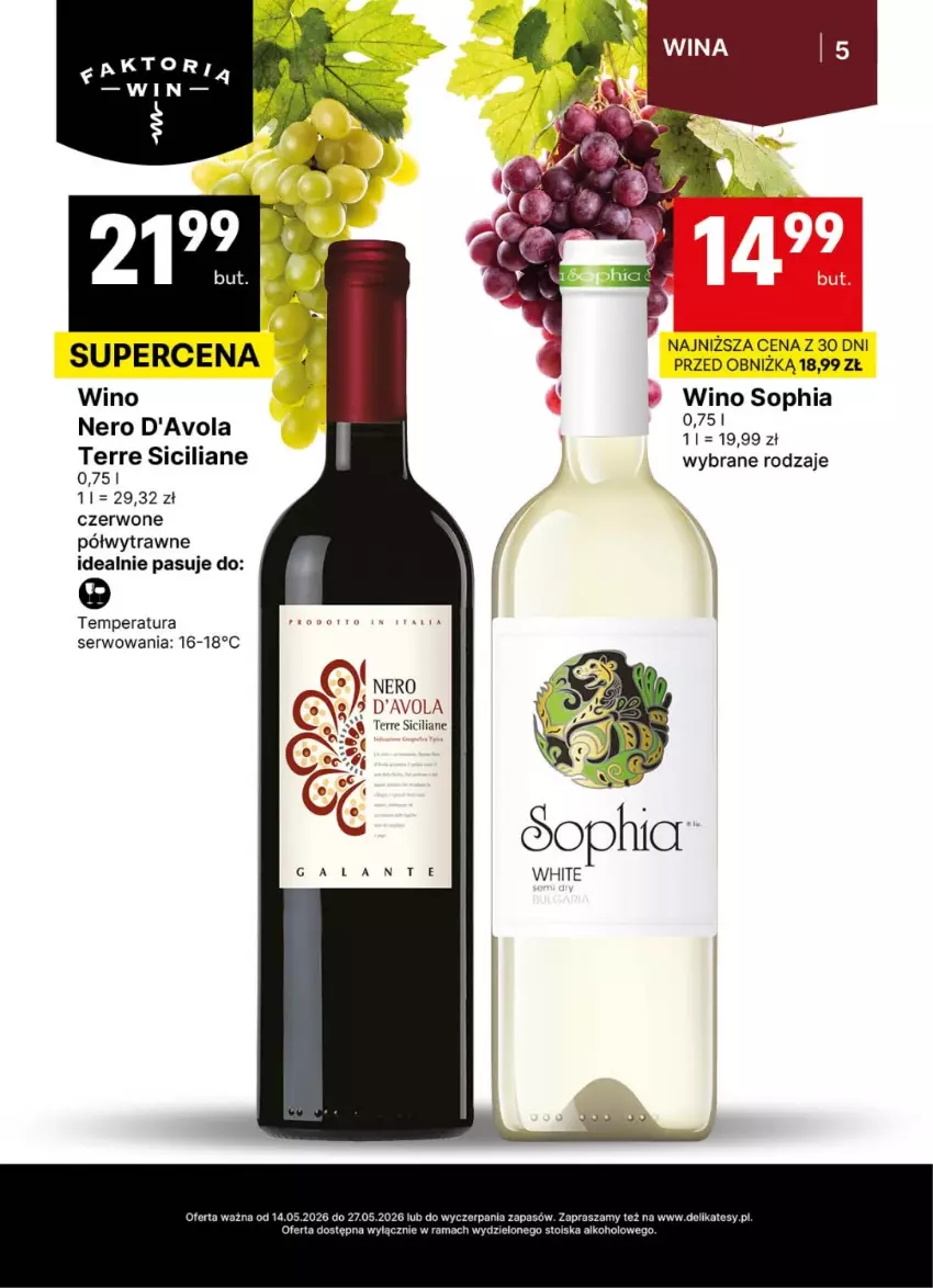 Gazetka promocyjna Delikatesy Centrum - Delibarek DC20-DC21 - ważna 14.05 do 27.05.2026 - strona 5 - produkty: Rama, Ser, Wino