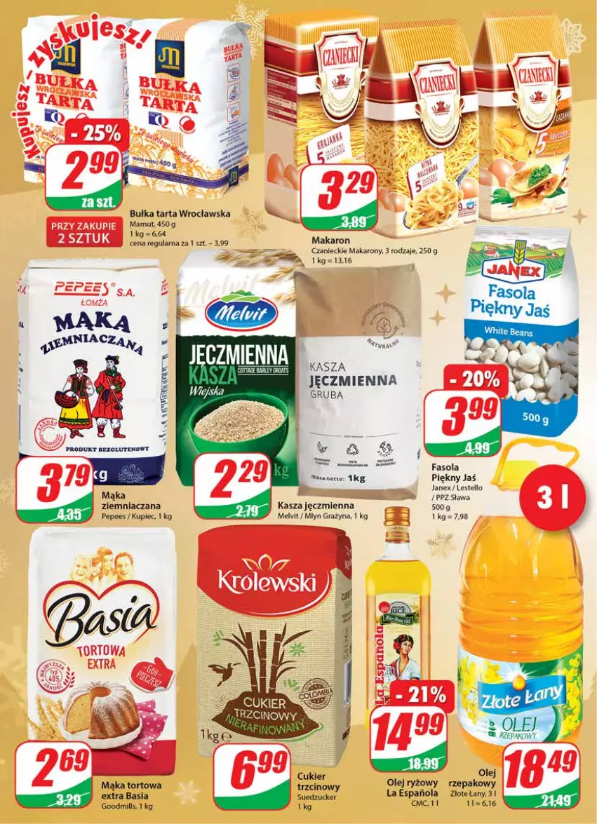 Gazetka promocyjna Dino - Gazetka - ważna 08.12 do 14.12.2021 - strona 10 - produkty: Bułka, Bułka tarta, Cukier, EPEE, Fa, Fasola, Gra, Kasza, Kasza jęczmienna, Kupiec, Mąka, Mąka tortowa, Makaron, Melvit, Olej, Piec, Ryż, Tarta