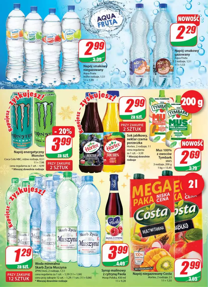 Gazetka promocyjna Dino - Gazetka - ważna 08.12 do 14.12.2021 - strona 2 - produkty: Hoop, Hortex, Mus, Napój, Napój energetyczny, Nektar, Paola, Por, Sok, Sok jabłkowy, Syrop, Szyna, Tymbark, Woda