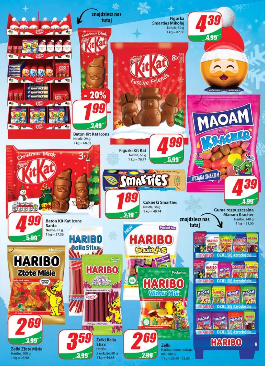 Gazetka promocyjna Dino - Gazetka - ważna 08.12 do 14.12.2021 - strona 5 - produkty: Baton, Cukier, Cukierki, Fa, Guma rozpuszczalna, Haribo, Kit Kat